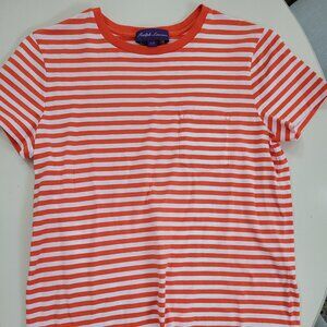 Ralph Lauren purple label t shirt striped summer orange white SZ s/m
